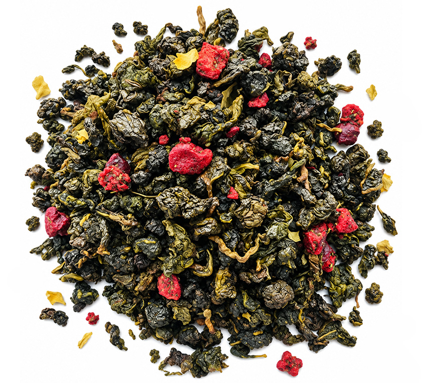 Cherry Oolong Leo Tea – liściasta herbata oolong z naturalnym aromatem wiśni, liofilizowaną wiśnią i moringą